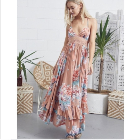 Jaase Pink and Blue Ruffled Tiered Maxi Dress - Picture 3 of 3